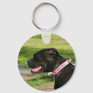 Black Pit Bull keychain