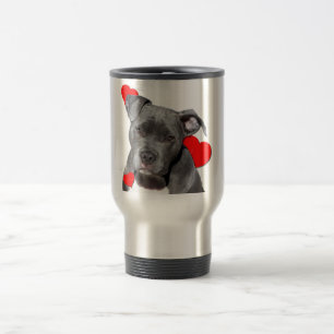 Black Pit Bull Staffordshire Travel Mug