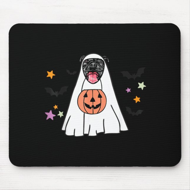 Black Pitbull Boo Ghost Dog Lover Halloween Mouse Pad (Front)