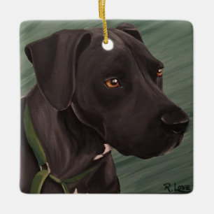 Black Pitbull Ceramic Ornament