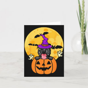 Black Pitbull Witch Dog Lover Halloween Costume Card