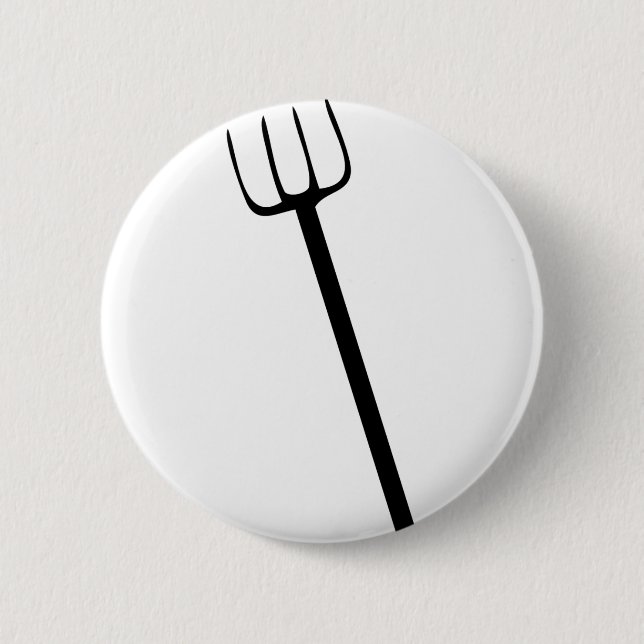black pitchfork 6 cm round badge (Front)