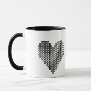 Black pixel heart mug