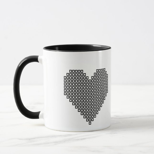 Black pixel heart mug (Left)