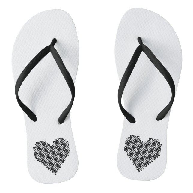 Black pixel heart thongs (Footbed)