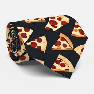 Black Pizza Slices Neck Tie