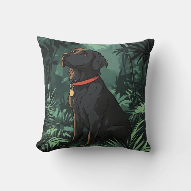 Black Placoted Retriever MoJo Pillow (Front)