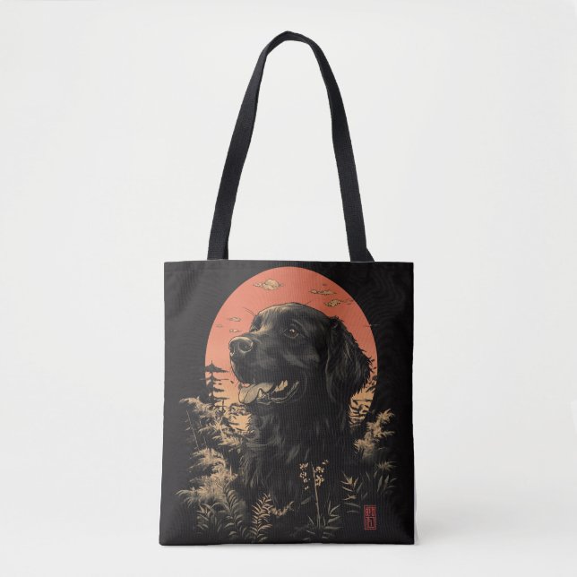 Black Placoted Retriever Tote Bag (Front)