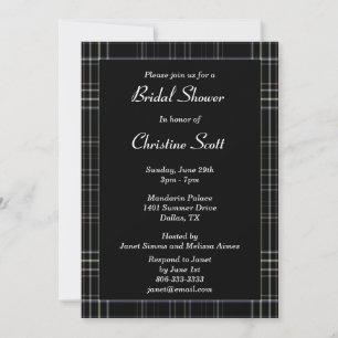 Black Plaid Bridal Shower Invitation
