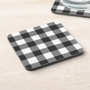 Black Plaid Buffalo Check Pattern Coaster