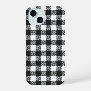 Black Plaid Buffalo Check Pattern iPhone 15 Case