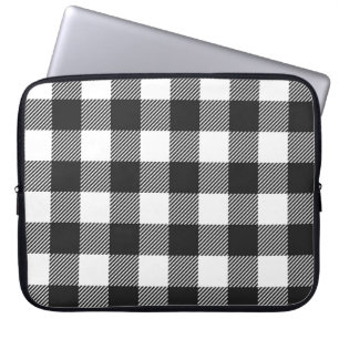 Black Plaid Buffalo Check Pattern Laptop Sleeve