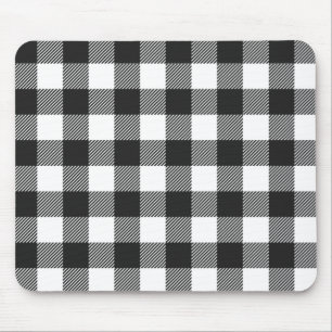 Black Plaid Buffalo Check Pattern Mouse Pad