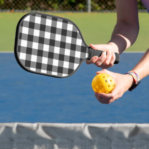 Black Plaid Buffalo Check Pattern Pickleball Paddle