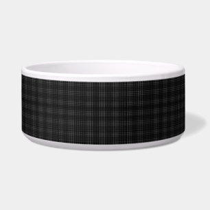 Black Plaid Ceramic Pet Bowl