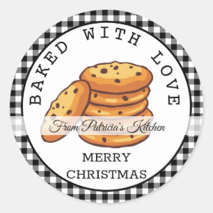 Black Plaid Christmas Cookies  Baked With Love  Classic Round Sticker