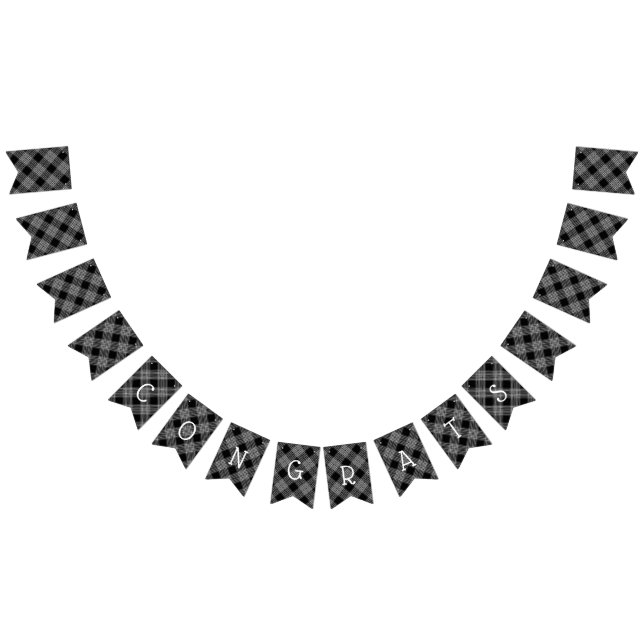 Black Plaid Congratulations Bunting Banner (All)