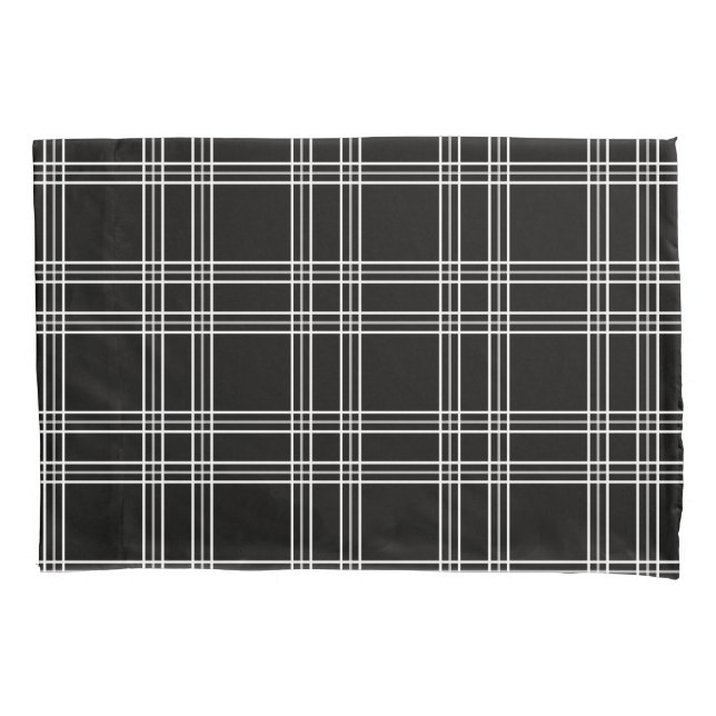 Black Plaid Tartan Pillowcase (Front)