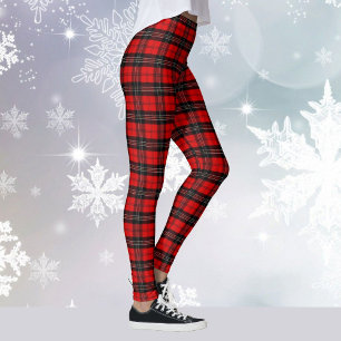 Black Plaid Tartan Yoga Christmas Holiday Running Leggings