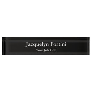 Black Plain Elegant Modern Minimalist Nameplate