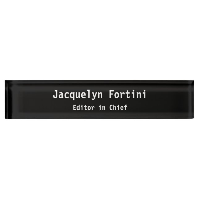 Black Plain Elegant Modern Minimalist Simple Nameplate (Front)