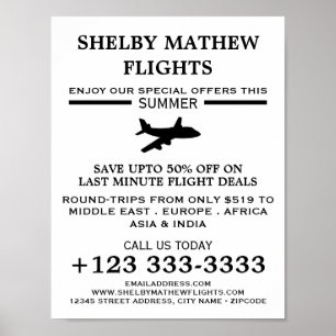 Black Plane Icon, Airline Advertising Poster