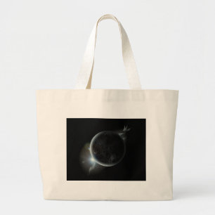 black planet 3d illustration in the universe large tote bag