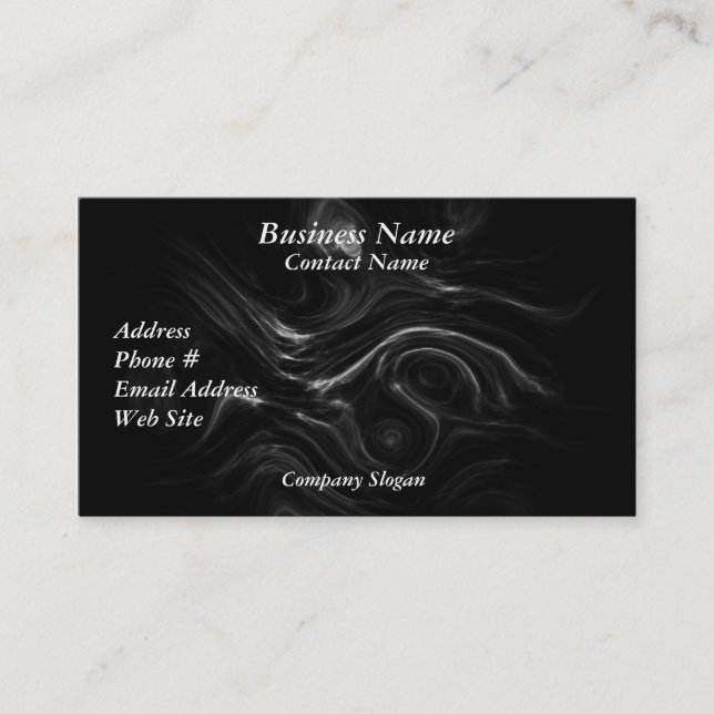 Black Plasma Energy Abstract Art Business Cards (Front)