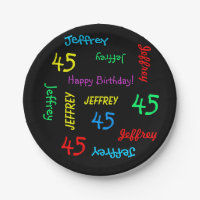 Black Plates, 45th Birthday Party, Repeating Names