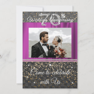 Black Platinum & Pearls 70th Wedding Anniversary I Invitation