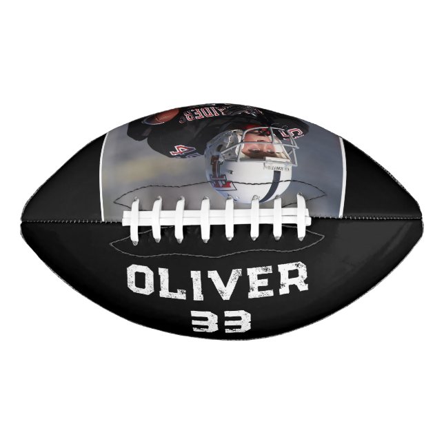 Black Player Name Number Photo Keepsake Football (Front)
