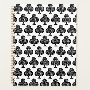 Black Playing Card Symbol Club Shape Lino Cut Planner