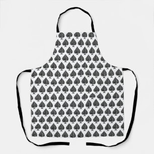 Black Playing Card Symbol Spades Shape Lino Cut Apron