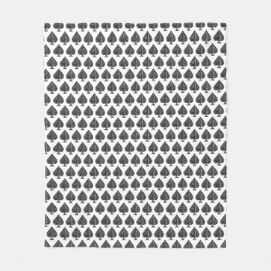 Black Playing Card Symbol Spades Shape Lino Cut Fleece Blanket