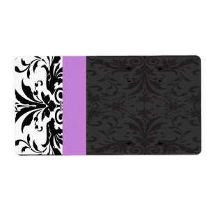 Black & Plum Damask  Address Labels -