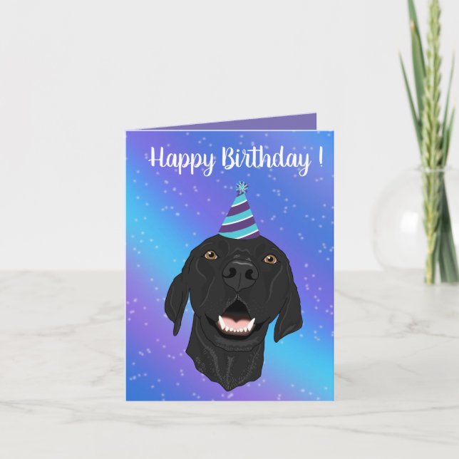 Black Pointer Puppy Birthday  Holiday Card (Front)