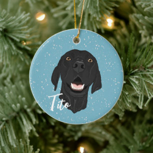 Black Pointer Puppy Ceramic Ornament