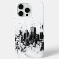 Black pointillism monochromatic city architecture