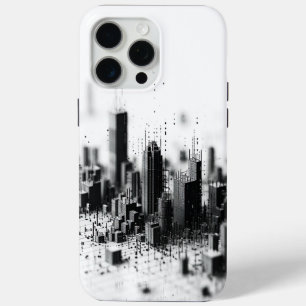 Black pointillism monochromatic urban architecture iPhone 15 pro max case