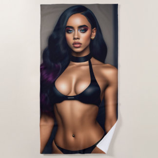 Black poison model Beach Towel