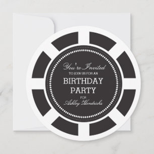 Black Poker Chip Birthday Party Invitation