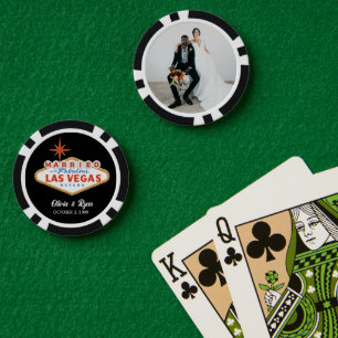 Black Poker Chips Personalised Married in Vegas
