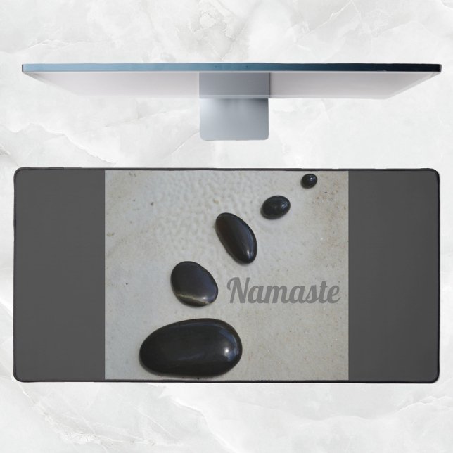 Black Polished Zen Stones Garden Grey Grey Desk Mat (Creator Uploaded)