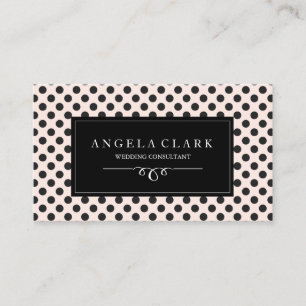Black Polk a Dots with a Soft Peach Background Business Card