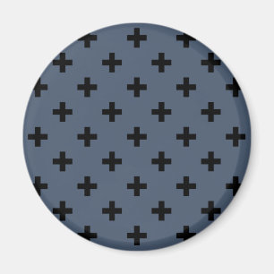 Black polka crosses on blue-grey magnet