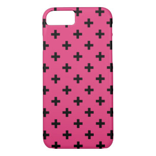 Black polka crosses on fuchsia iPhone 8/7 case