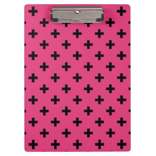 Black polka crosses on fuchsia clipboard