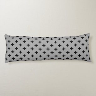 Black polka crosses on grey body cushion