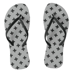 Black polka crosses on grey thongs
