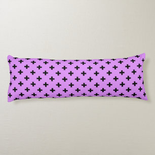 Black polka crosses on lilac body cushion
